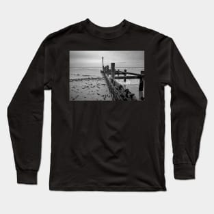 Wooden sea defences at low tide Long Sleeve T-Shirt